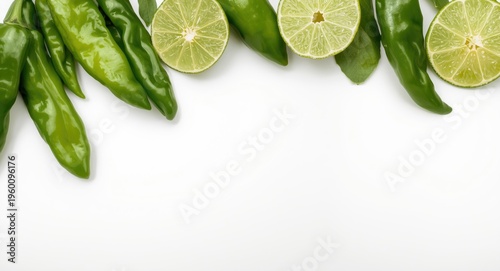 Fresh green chili peppers a...