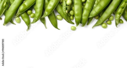Green pea pods with visible...