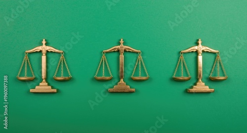 Judicial symbols on green b...
