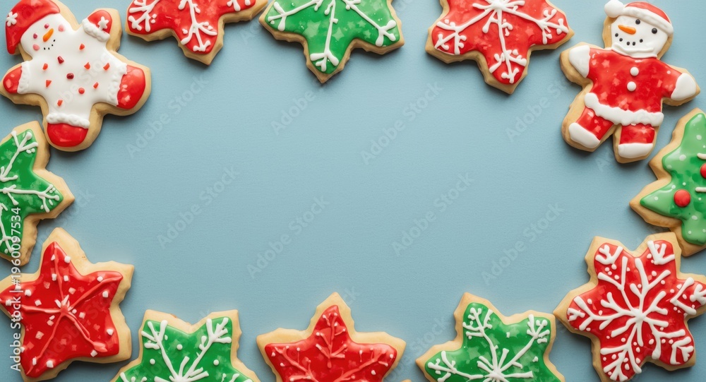Naklejka premium Holiday party featuring colorful cookies shaped festively