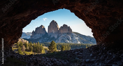 Rocky cave entrance framing...