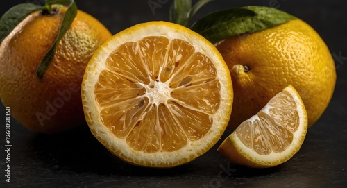 Sliced calamansi fruit with...