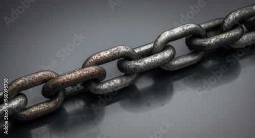 Linked metal chain showing ...