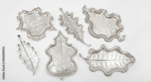 Artistic silver serving tra...