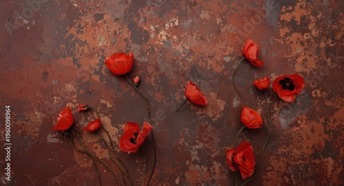 Bright scarlet poppies enha...