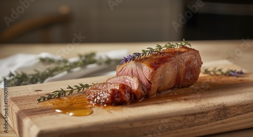 Seared duck breast compleme...