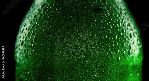 Close shot of green beer bo...