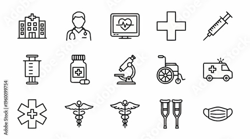 Medical icons and healthcare symbols.