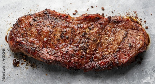 Seasoned ribeye steak grill...
