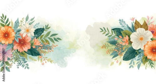 Floral banner with stylized...