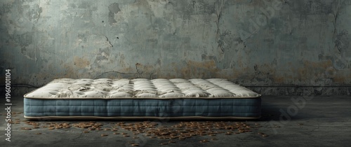 Frayed mattress placed agai...