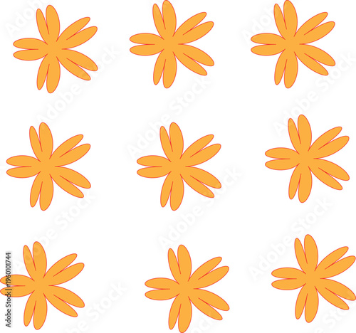 Orange Floral Pattern with Simple Petal Shapes