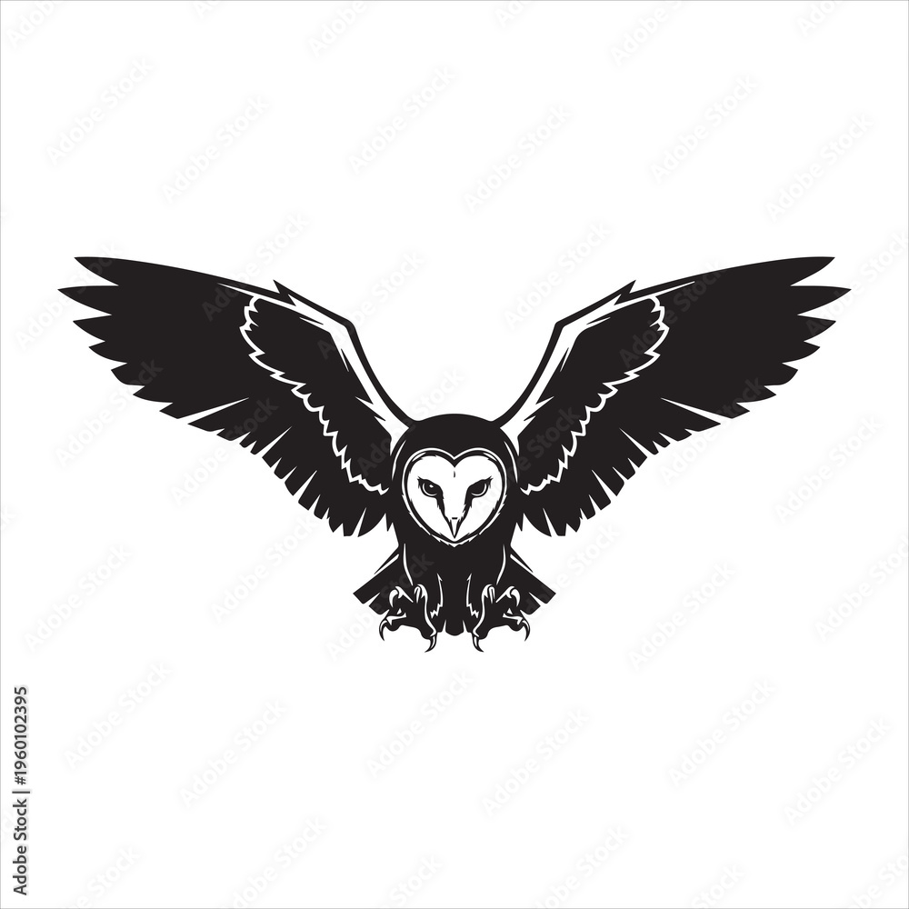 Obraz premium Majestic barn owl in mid-flight with outstretched wings
