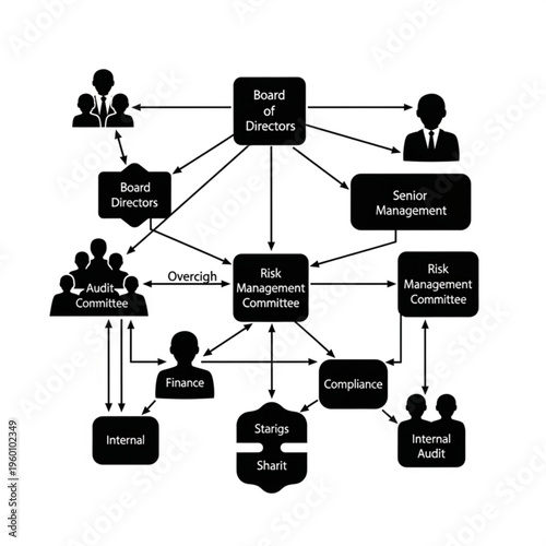 Corporate governance structure, risk management committee, and board of directors illustration