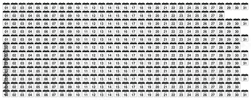 Black and white outline calendar