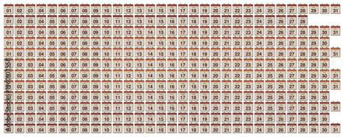 A calendar showing all twelve months of the year