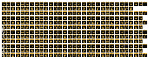 Gold foil calendar showing all twelve months