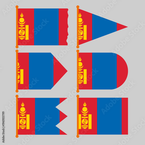 Mongolia flag in different shapes
Vector flagpole with different shapes on a white background isolated
