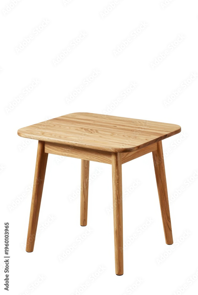 Fototapeta premium Simple empty wooden table and chair furniture set isolated on white background for vintage home kitchen interior design