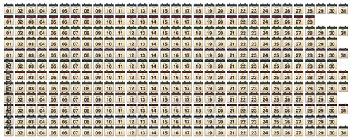 Vintage calendar with months and dates