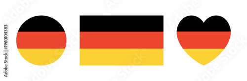 Free Download Flag of Germany round, rectangular, heart button, sticker, icon. National flag of Germany circle, rectangle, heart shaped badge, banner, background. - GFXLoad