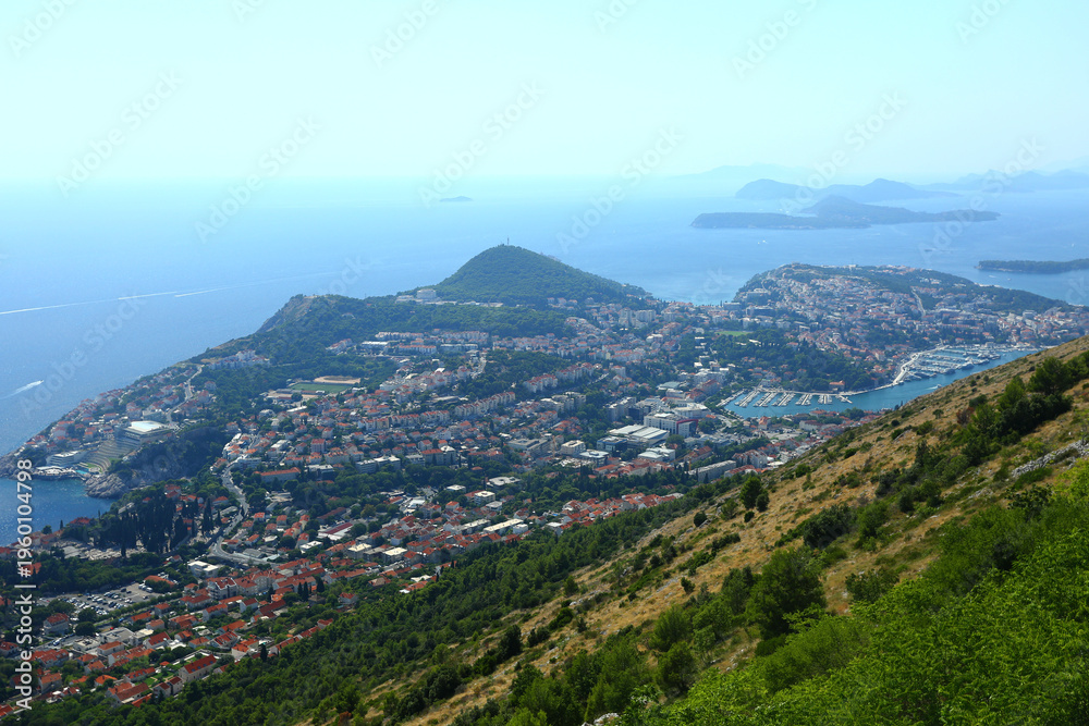 Naklejka premium Dubrovnik Old Town Coastal View in Croatia
