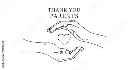 Abstract hands forming a heart shape, symbolizing parental love and protection, with Thank You Parents text