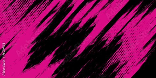 Black pink brush pattern car sticker, banner, sporty abstract lines, black pink color combination, eps 10