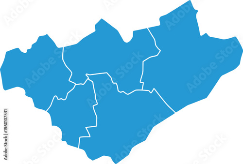 Geographical map highlighting distinct regions within a larger area Vector