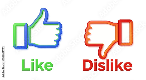 A green like and red dislike button with corresponding text labels