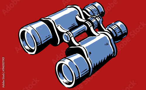 Explore the horizon. Binoculars club design. Vintage outdoor adventure graphic for t-shirt print, poster, sticker, and other uses.