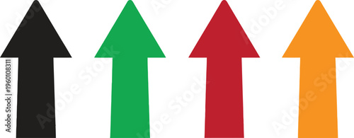 Four upward-pointing arrows in different vibrant colors against a white background Vector