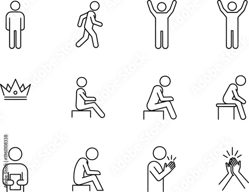 Collection of diverse emoji-style icons depicting various human activities and emotions Vector
