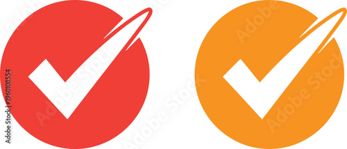 Two circular checkmark icons in red and orange colors with white accents Vector