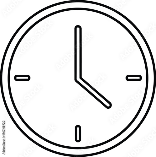 Simple analog clock showing the time around ten past eleven or one. Vector