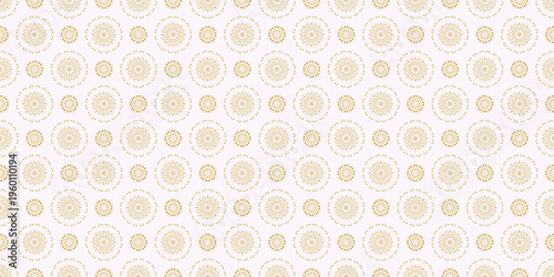 Delicate minimalist gold and white floral seamless pattern. Vector elegant oriental background texture with small flower silhouettes, stars. Luxury gold ornament, Design for decor, print, wallpaper