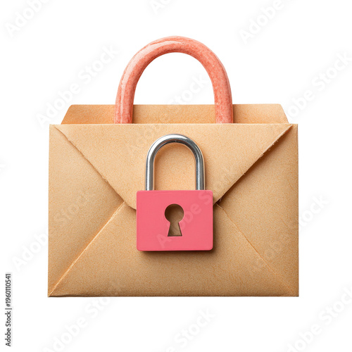Locked envelope with padlock on top placed on a simple background showing security concept in a modern setting