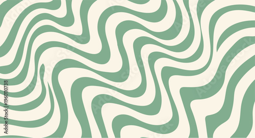 Abstract wavy pattern with green lines on a white background