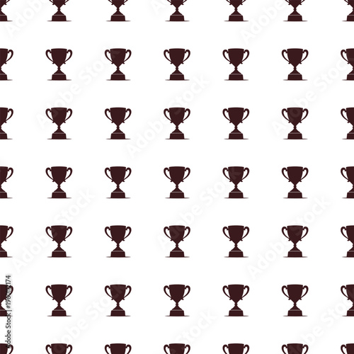 Repeating Dark Brown Trophy Cup Silhouette Seamless Pattern Background Design