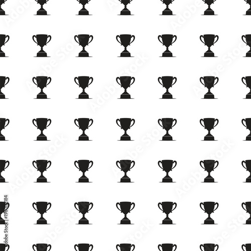 Repeating Black Trophy Cup Silhouette Seamless Pattern Background Design