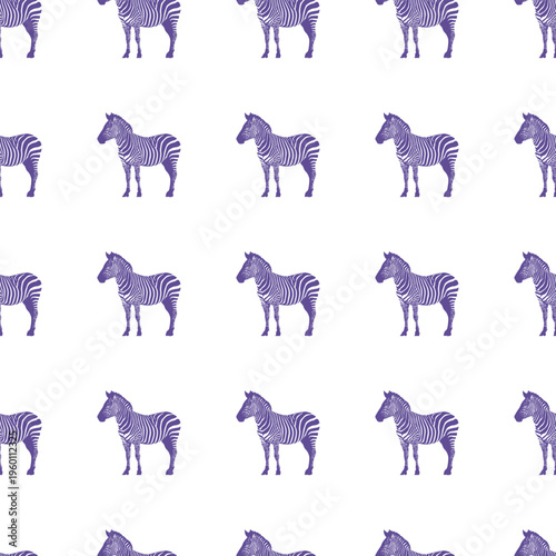  Repeating Violet Purple Striped Zebra Silhouette Seamless Pattern Design
