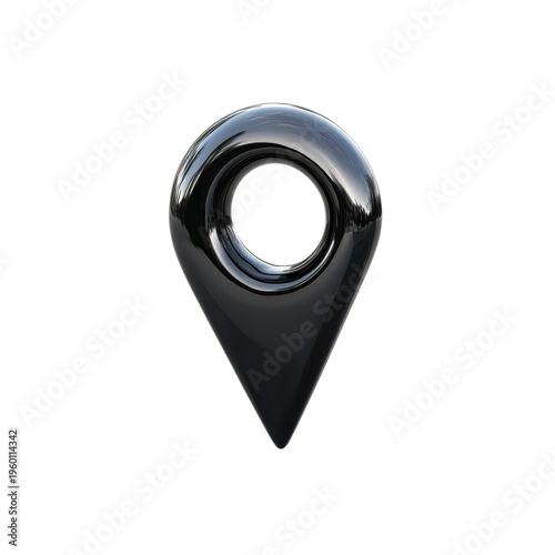 Black location marker placed on a white background showing a simple design