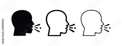 Respiratory Symptoms Icon - Person Coughing or Sneezing in Profile