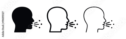Coughing or Sneezing Person Profile Icon - Illness, Contagion, and Health Warning Symbol