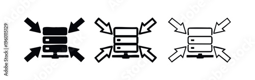 Photos Data Server and Network Communication Icon Set - Information Flow and Connectivi