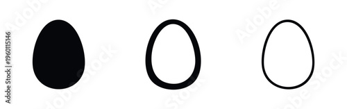 Oval Egg Icon Set, Farm Fresh Food Product Symbol