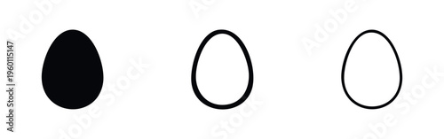 Single Whole Egg Icon Set, Basic Food Ingredient Symbol