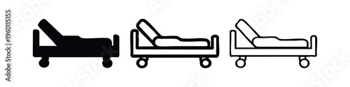 Hospital Bed Icon Set: Adjustable Medical Gurney Symbols