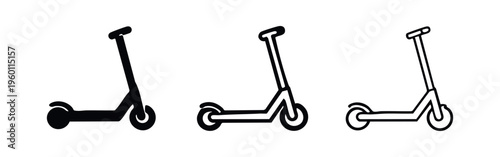 Kick Scooter Icon Set: Modern Push Scooter Symbols for Urban Mobility