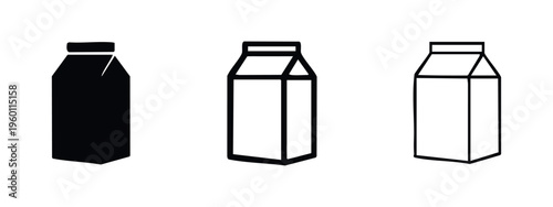 Beverage Carton Icon Set, Milk and Juice Packaging Symbols